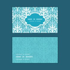 Vector light blue swirls damask horizontal frame pattern business cards