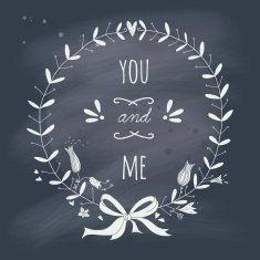 Valentine's Day wreath with text on blackboard N2