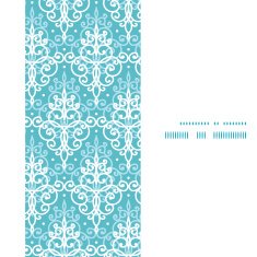 Vector light blue swirls damask vertical frame seamless pattern background