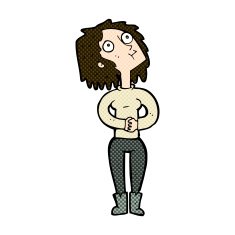 comic cartoon woman looking upwards N3