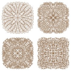 Set of four hand drawn ornaments N7