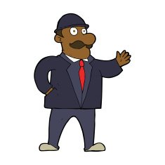 cartoon sensible business man in bowler hat N13