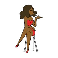 cartoon woman sitting on bar stool N31