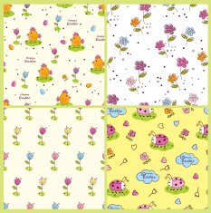 Set of doodle Easter seamless patterns