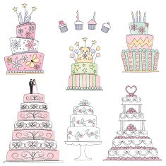 Celebration cakes in sketch style