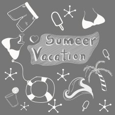 Concept of summer vacations doodle set