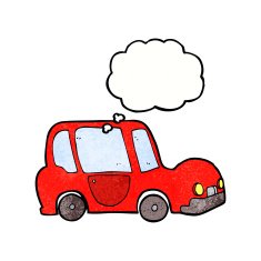 cartoon car with thought bubble N46
