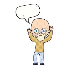 cartoon stressed bald man with speech bubble N12