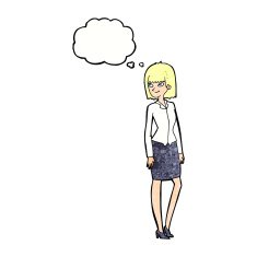 cartoon pretty businesswoman with thought bubble N11