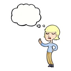 cartoon woman ignoring with thought bubble N30