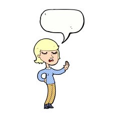 cartoon woman ignoring with speech bubble N35
