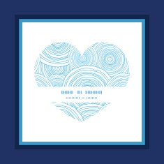 Vector doodle circle water texture heart symbol frame pattern invitation N2