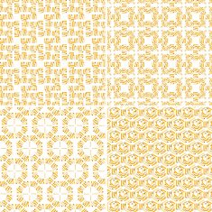 set of abstract yellow vector decoration pattern background