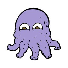 cartoon alien squid face N44