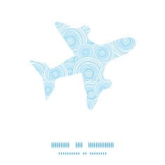 Vector doodle circle water texture airplane silhouette pattern frame