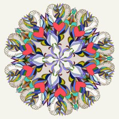 hand-drawing ornamental abstract background with flying cartoon hearts wings
