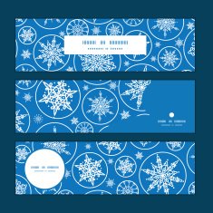 Vector falling snowflakes horizontal banners set pattern background
