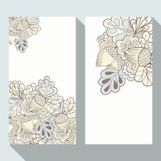 Hand drawn oak elements business card set