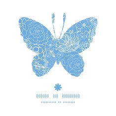 Vector purple lace flowers butterfly silhouette pattern frame