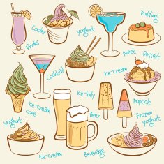 Set of ice cream Line drawing drinks