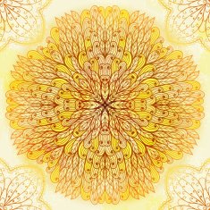 Hand drawn circular beige ornament N18