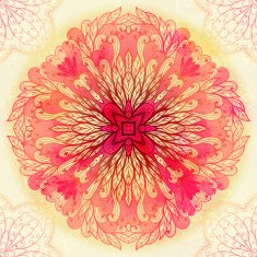 Hand drawn circular pink ornament N4