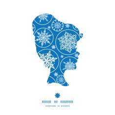 Vector falling snowflakes girl portrait silhouette pattern frame