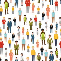 Large group of flat cartoon people vector seamless pattern