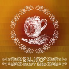Hand drawn beer glass over bright background N4