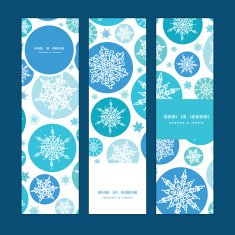 Vector round snowflakes Christmas snowflake silhouette pattern frame card template N13
