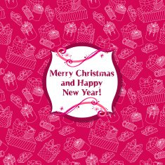 Greeting Christmas card with seamless presents N2