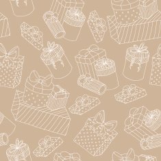 Beige seamless pattern with boxes of presents