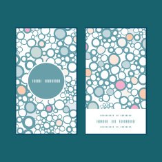 Vector colorful bubbles vertical round frame pattern business cards set