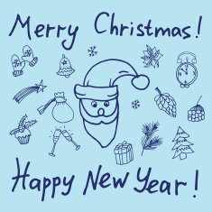 Christmas sketch Congratulations with New year in Typographic style N3
