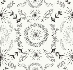Abstract feather and floral seamless pattern