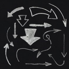 Chalk hand drawn arrow set on blackboard background