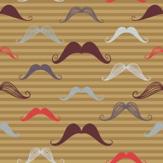 Vintage seamless pattern with mustache Retro style