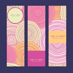 Vector doodle circle texture vertical banners set pattern background