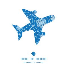 Vector falling snowflakes airplane silhouette pattern frame