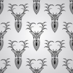 Vector Seamless Pattern with Deers