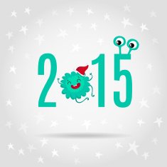 Christmas background with cute blue monster
