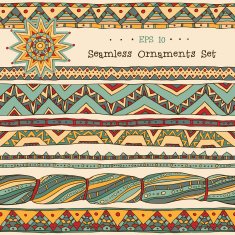 Seamless vector abstract ornament lines set