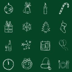 Vector Set of Chalk Christmas and New Year Icons