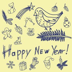 Christmas sketch Congratulations with New year in Typographic style N6