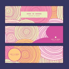 Vector doodle circle texture horizontal banners set pattern background