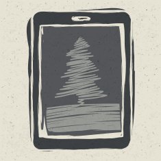Christmas tree on tablet device vector illustration EPS10