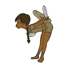 cartoon viking girl bowing N11