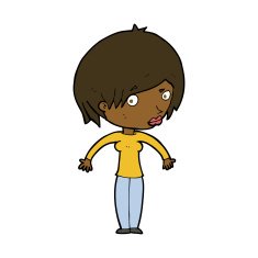 cartoon woman shrugging N90
