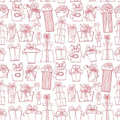 Gift box seamless pattern Outline Doodle