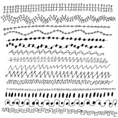 Hand-drawn vector line border set and design element N7
